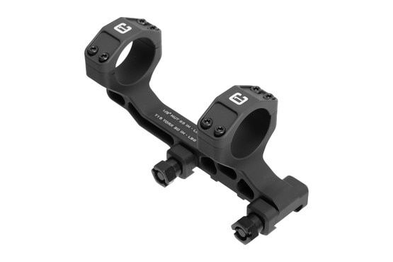 Anodized black modular aluminum scope mount.